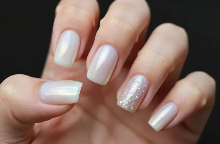 3 White Pearl Square Nails Ideas You’ll Screenshot For Your Next Classic Manicure