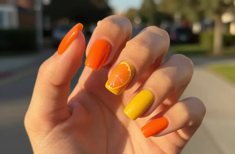 9 Orange and Yellow Nail Designs That Are Fun and Eye-Catching: Sunshine Manis