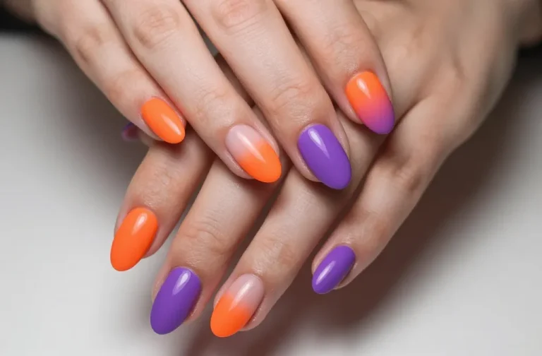 8 Orange and Purple Nail Designs That Make a Statement That Dazzles