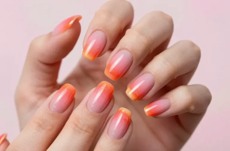 7 Pink and Orange Nail Designs That Look Fun and Vibrant: Vibrant Tips