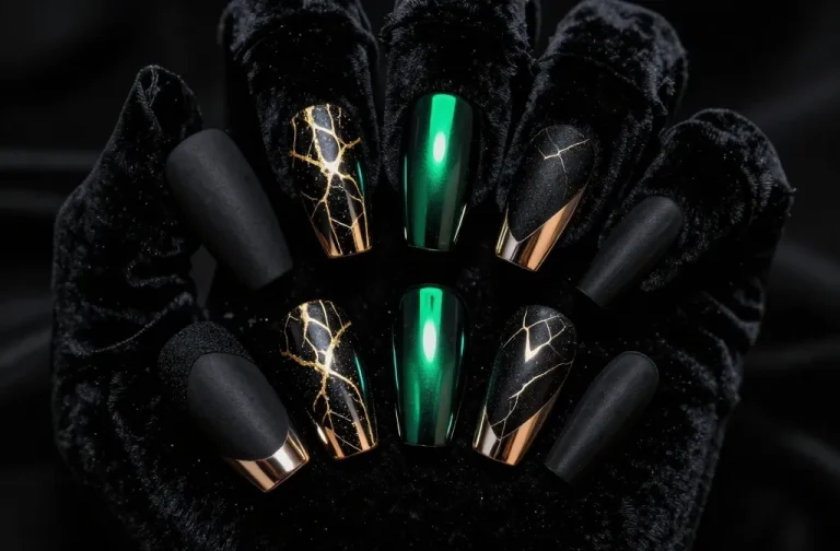 8 Black Vegas Nails That Shine and Make a Statement You Need Now