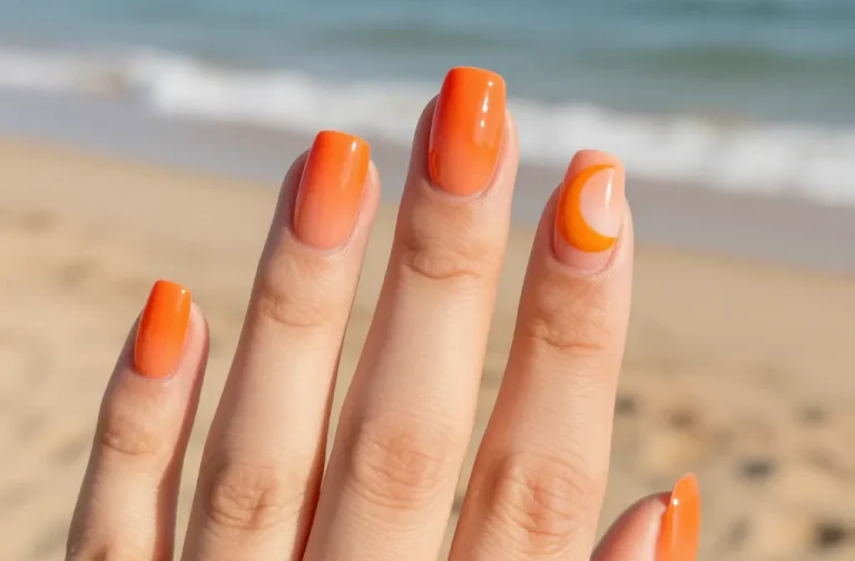6 Beach Nail Designs Orange That Look Bright and Fun Unveiled