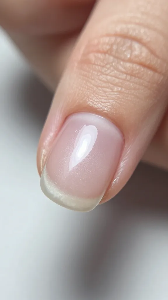 macro shot of glassy jelly nail shine on single fingernail