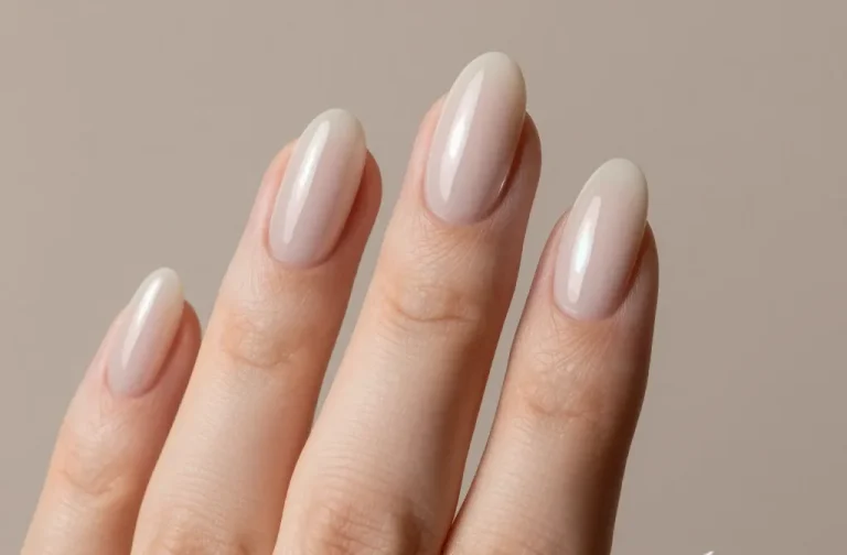 Neutral Glass Nails Ideas That Look Glossy and Modern: Chic Glossy Nails