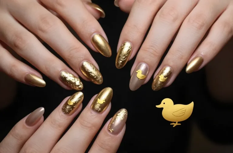 Duck Nails Gold Ideas That Shine and Make a Statement: Luxe Tips