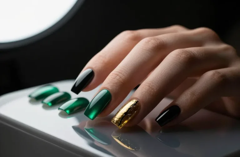 7 Green Black and Gold Nails Ideas That Look Luxe You’Ll Love