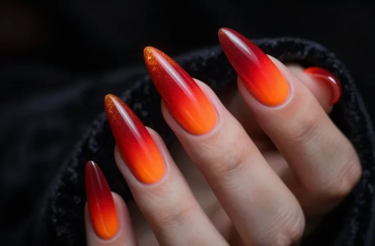 8 Red and Orange Aura Nails Ideas That Glow: Radiant Glow Nails