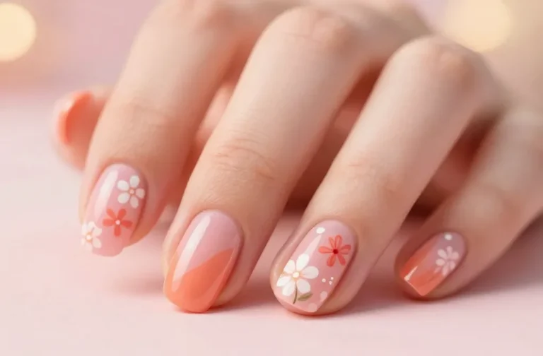 8 Pink and Orange Nails With Flowers Ideas That Feel Cute