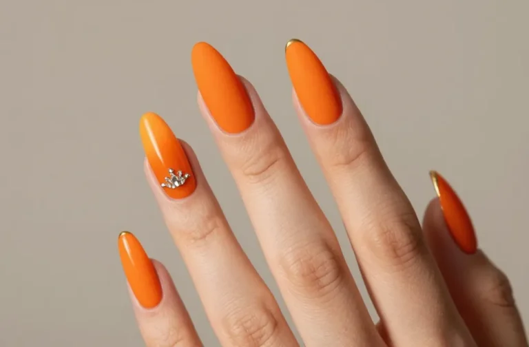 7 Long Nails Orange Ideas That Look Glamorous