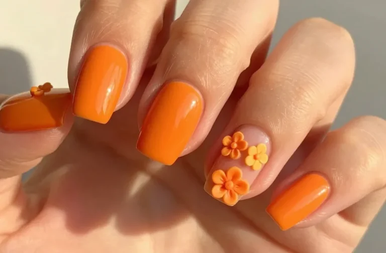 8 Orange Nails with 3d Flowers Ideas That Stand Out: Bold & Playful Manis