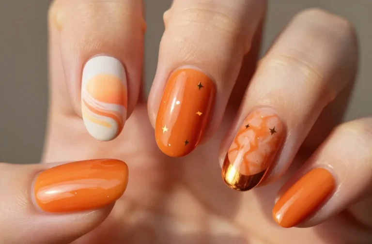 8 Orange Aurora Nails Ideas That Shine Beautifully You’Ll Love