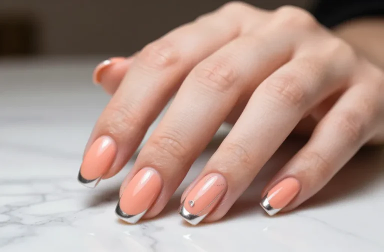 8 Peach and Silver Nails Ideas That Sparkle Beautifully Unveiled