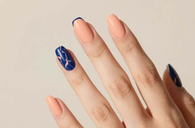 7 Peach and Navy Nails Ideas That Look Chic: Chic Weekend Picks
