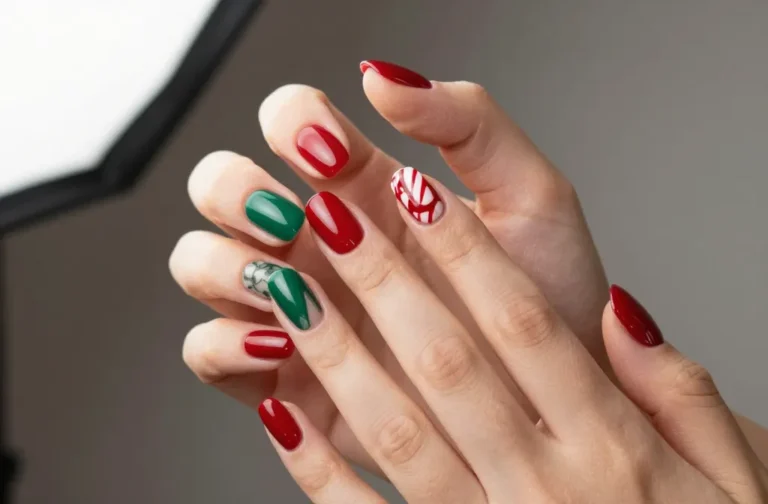 7 Red and Green Christmas Gel Nail Designs That Wow
