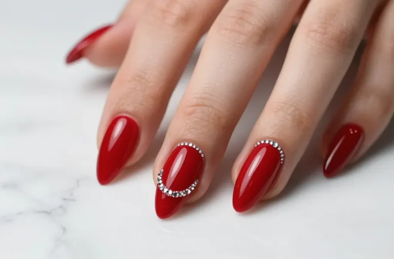 7 Red Gel Nail Designs with Rhinestones: Sparkle Edition