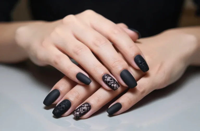 5 Matte Black Lace Nail Designs That Wow