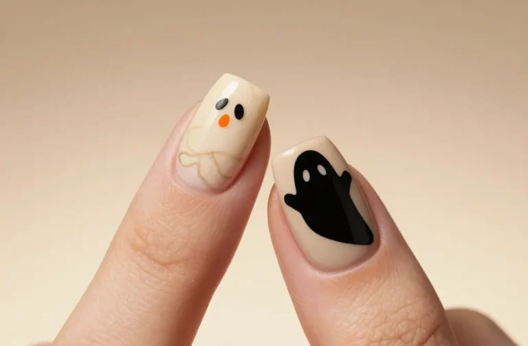 4 Beige Halloween Nail Ideas: Chic Spooky Nails